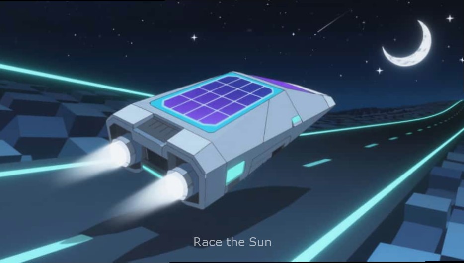Race the Sun - Game Cover Race the Sun game cover featuring a solar-powered vehicle racing against the setting sun